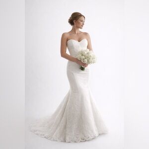 Truly Zac Posen Lace Mermaid Wedding Dress Ivory Bridal Gown Size 6